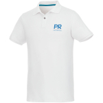 Polo promozionali in tessuto organico riciclato 220g/m² Elevate NXT color bianco vista con stampa serigrafica
