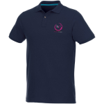 Polo promozionali in tessuto organico riciclato 220g/m² Elevate NXT color blu mare vista con stampa serigrafica