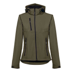 Giacca softshell con cappuccio da donna poliestere 280 g/m² THC Zagreb color verde militare