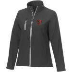 Giacchetto softshell da donna in poliestere 250g/m² Elevate Essentials color grigio scuro vista con stampa serigrafica