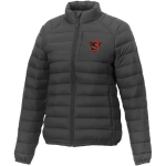 Piumino da donna dettagli riflettenti elasticizzato Elevate Essentials color grigio scuro vista con stampa in transfer