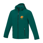Giubbino softshell traspirante con cappuccio 300 g/m² Elevate Life color verde oliva vista con stampa in transfer