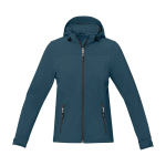 Giacca softshell donna impermeabile con cappuccio 300g/m² Elevate Life color azzurro ciano seconda vista frontale
