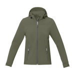 Giacca softshell donna impermeabile con cappuccio 300g/m² Elevate Life color verde oliva seconda vista frontale