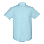 Camicie maniche corte da uomo in cotone oxford 130g/m² THC London WH color azzurro