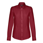 Camicia da donna in popeline di cotone ed elastan 130 g/m² THC Tokyo color bordò prima vista