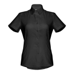 Camicia maniche corte da donna in cotone oxford 130 g/m² THC London WH color nero prima vista