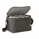 Borsa frigo promozionale isolante tasca frontale 6 lattine RPET color nero seconda vista