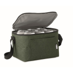 Borsa frigo promozionale isolante tasca frontale 6 lattine RPET color verde scuro seconda vista