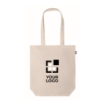 Shopper personalizzata in canapa con manici lunghi 200 g/m2 Planet color beige vista area di stampa