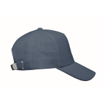 Cappellini baseball 5 pannelli in canapa 370g/m2 con fibbia Eco Soft color blu terza vista
