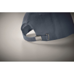 Cappellini baseball 5 pannelli in canapa 370g/m2 con fibbia Eco Soft color blu quarta vista fotografica