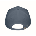 Cappellini baseball 5 pannelli in canapa 370g/m2 con fibbia Eco Soft color blu quinta vista