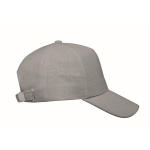 Cappellini baseball 5 pannelli in canapa 370g/m2 con fibbia Eco Soft color grigio terza vista
