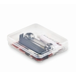 Kit riparazione bici con logo in confezione di plastica trasparente color trasparente