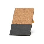Taccuino A5 copertina sughero e lino pagine a righe Greener Colors color grigio scuro