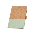 Taccuino A5 copertina sughero e lino pagine a righe Greener Colors color verde chiaro 