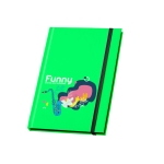 Taccuini promozionali A5 color fluo pagine neutre con bordo Fluor color verde chiaro  immagine con logo