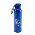 Borraccia in alluminio con logo laccetto in silicone 660ml Alu Cool color blu