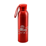 Borraccia in alluminio con logo laccetto in silicone 660ml Alu Cool color rosso