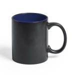Tazza promozionale nera opaca interno colorato 350ml Magic Black color blu mare prima vista