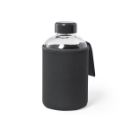 Bottiglietta in vetro con logo con custodia 600ml Softshell color nero prima vista