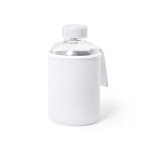 Bottiglietta in vetro con logo con custodia 600ml Softshell color bianco prima vista