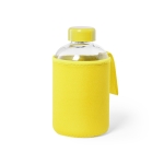 Bottiglietta in vetro con logo con custodia 600ml Softshell color giallo prima vista