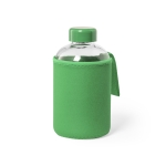 Bottiglietta in vetro con logo con custodia 600ml Softshell color verde prima vista