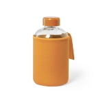 Bottiglietta in vetro con logo con custodia 600ml Softshell color arancione prima vista