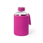 Bottiglietta in vetro con logo con custodia 600ml Softshell color fucsia prima vista