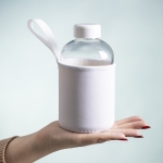 Bottiglietta in vetro con logo con custodia 600ml Softshell seconda vista