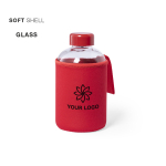 Bottiglietta in vetro con logo con custodia 600ml Softshell nona vista