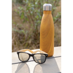 Borracce con logo in acciaio con trama in legno da 500ml Wood Print color legno chiaro vista ambiente