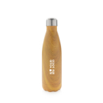 Borracce con logo in acciaio con trama in legno da 500ml Wood Print color legno chiaro vista area di stampa