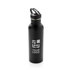 Borraccia in acciaio con beccuccio 710ml Adventure color nero vista area di stampa