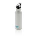 Borraccia in acciaio con beccuccio 710ml Adventure color bianco vista con logo