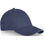 Cappello 6 pannelli cotone 260g/m² visiera precurvata con fibbia Metal color blu mare vista laterale