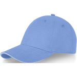 Cappello 6 pannelli cotone 260g/m² visiera precurvata con fibbia Metal color azzurro