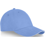 Cappello 6 pannelli cotone 260g/m² visiera precurvata con fibbia Metal color azzurro vista laterale