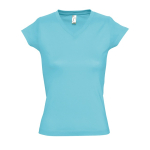 T-shirt aderente da donna con scollo a V cotone 150g/m² SOL'S Moon color azzurro pastello
