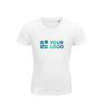 T-shirt per bambini in cotone biologico OEKO-TEX 175g/m² SOL'S Pioneer color bianco vista area di stampa