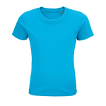 T-shirt per bambini in cotone biologico OEKO-TEX 175g/m² SOL'S Pioneer color azzurro ciano