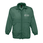 Giacca a vento idrorepellente con cappuccio 210 g/m² SOL'S Surf color verde scuro vista area di stampa