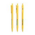 Economica penna a sfera personalizzata inchiostro blu BIC® Clic Stic color giallo vista con stampa