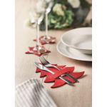 Set di 4 porta posate a forma di abete personalizzabili Christmas Tree color rosso vista ambiente