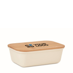 Contenitore In plastica personalizzati con coperchio in bambu 1L Mix Bamboo color nero vista area di stampa