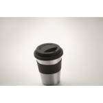 Bicchiere promozionale inox con fascia e tappo 350ml Takeaway Steel color nero quinta vista fotografica