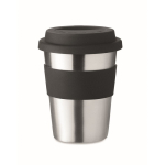 Bicchiere promozionale inox con fascia e tappo 350ml Takeaway Steel color nero sesta vista