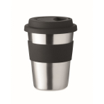 Bicchiere promozionale inox con fascia e tappo 350ml Takeaway Steel color nero settima vista